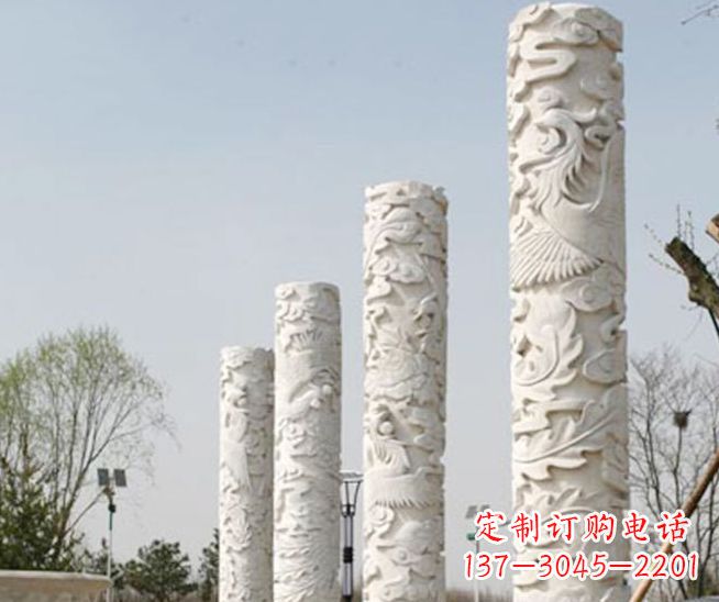 黄冈尊贵优雅,凤凰浮雕龙柱景观石雕