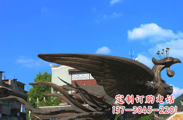 黄冈广场凤凰动物铜雕