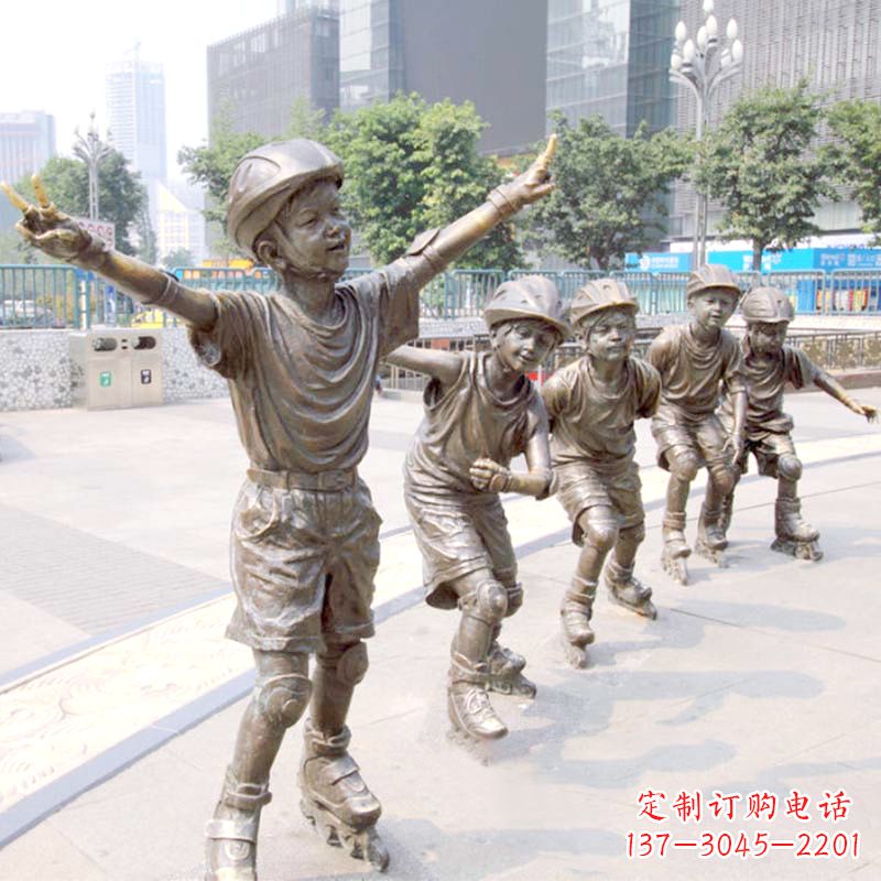 黄冈精致巧雕的滑旱冰小孩雕塑