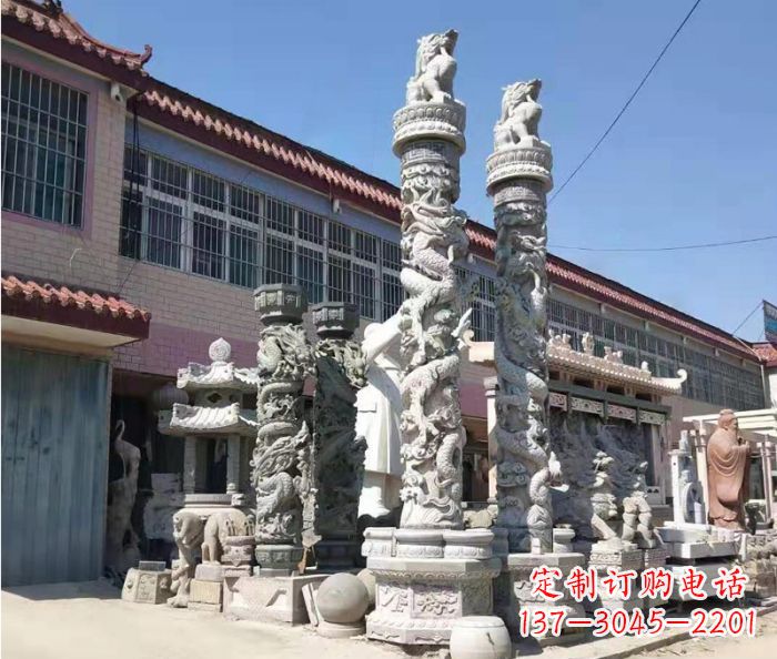 黄冈广场景观大理石龙柱石雕_1