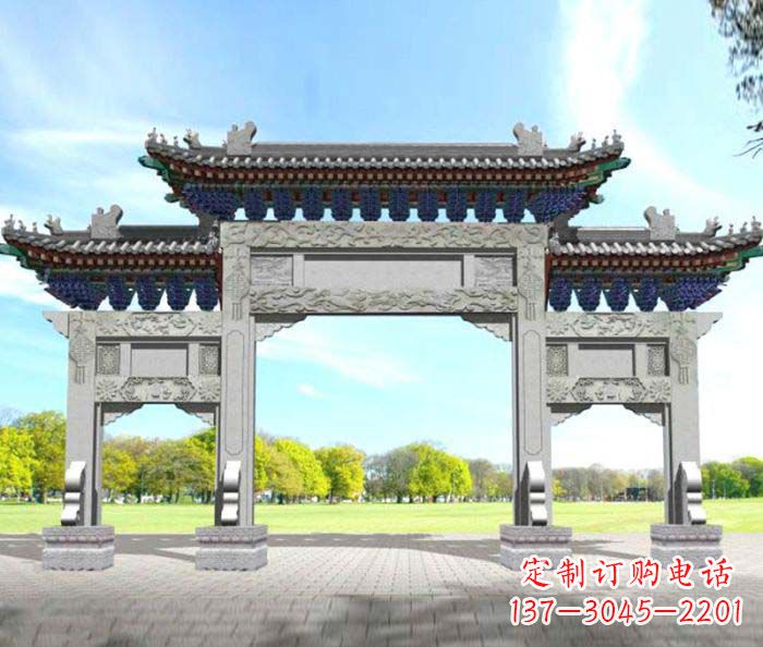 黄冈广场景观大理石牌楼石雕