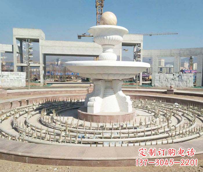 黄冈广场景观汉白玉风水球喷泉石雕