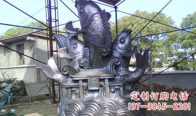 黄冈广场鲤鱼跃龙门景观铜雕