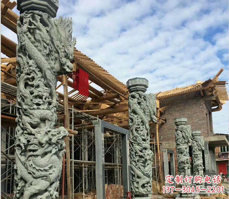 黄冈广场盘龙柱大理石柱子石雕
