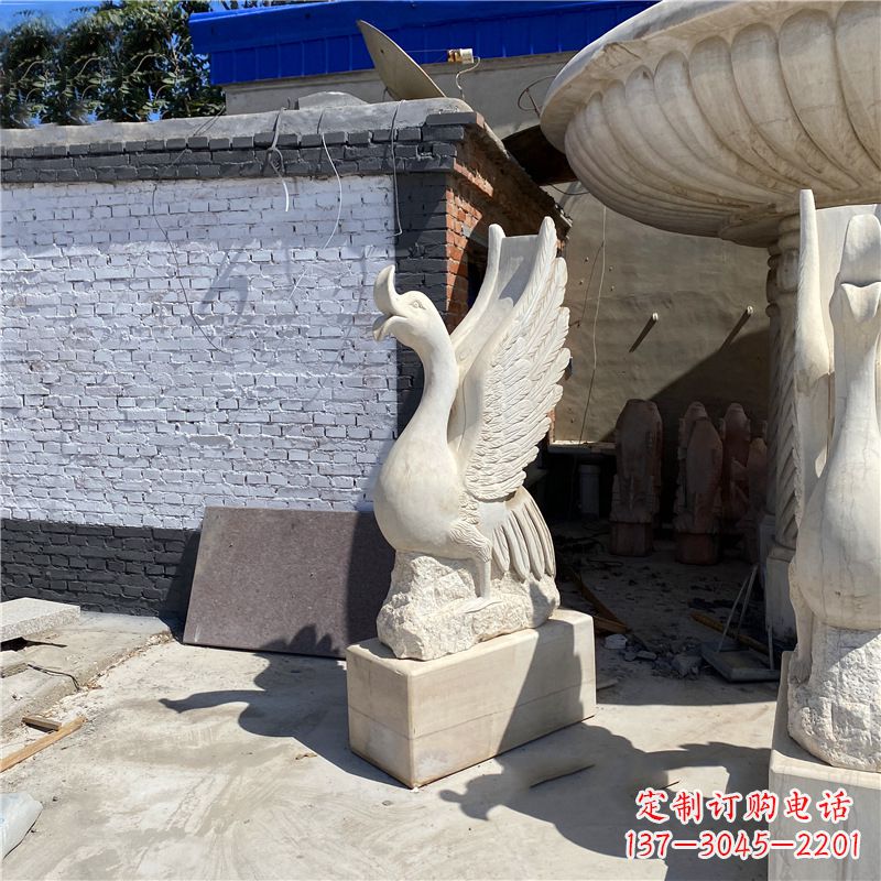 黄冈广场天鹅喷泉喷水动物景观摆件石雕