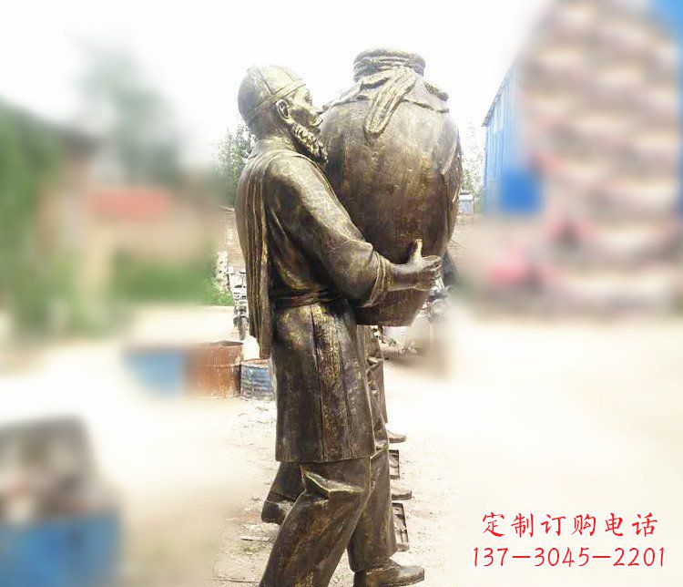 黄冈广场铜雕店小二抱酒人物雕塑