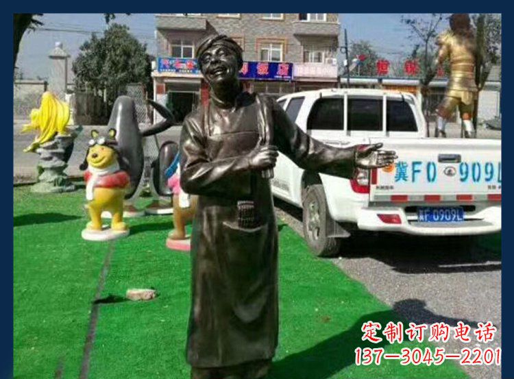 黄冈广场铜雕店小二人物雕塑 (2)