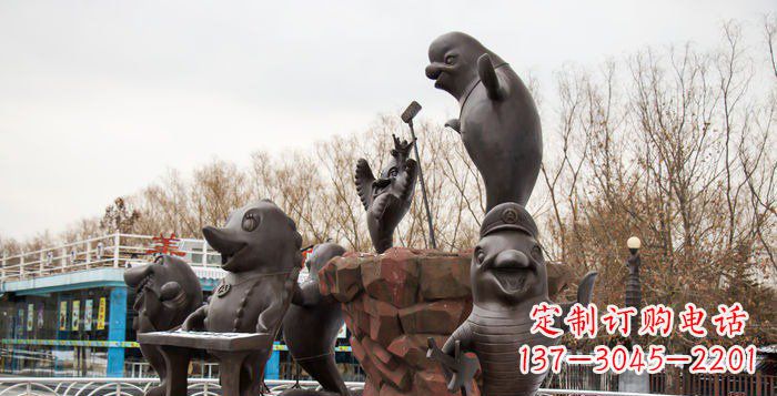 黄冈海豚卡通动物铜雕