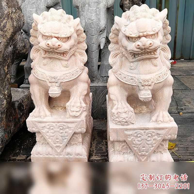 黄冈汉白玉狮子雕塑,独特雕刻,展现狮子雄势