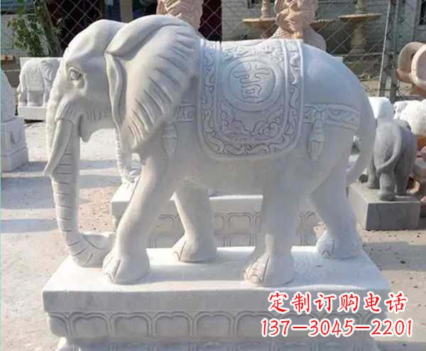 黄冈汉白玉吉祥如意招财镇宅大象石雕_1