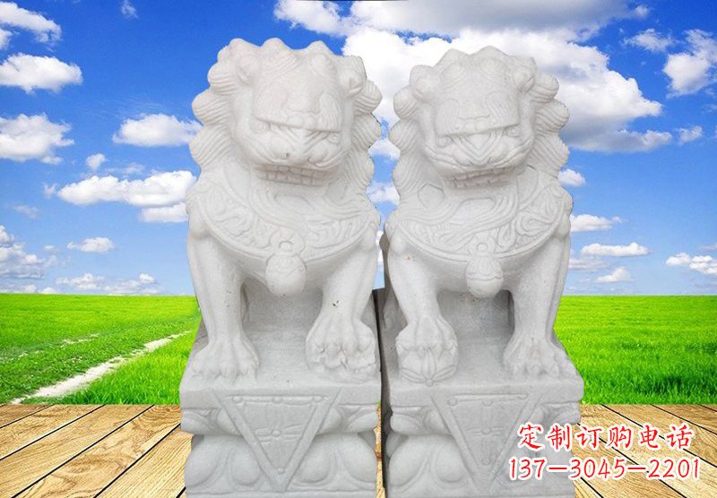 黄冈汉白玉看门狮子石雕