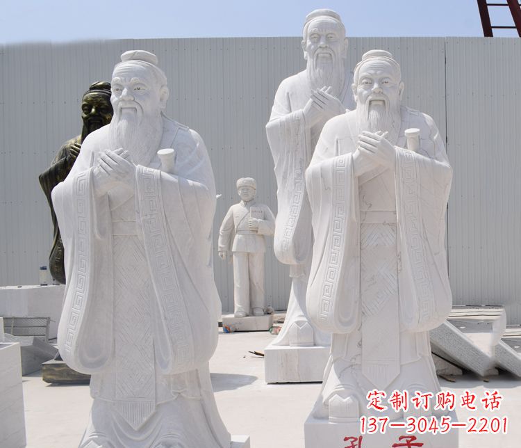 黄冈汉白玉孔子校园古代名人石雕 (2)