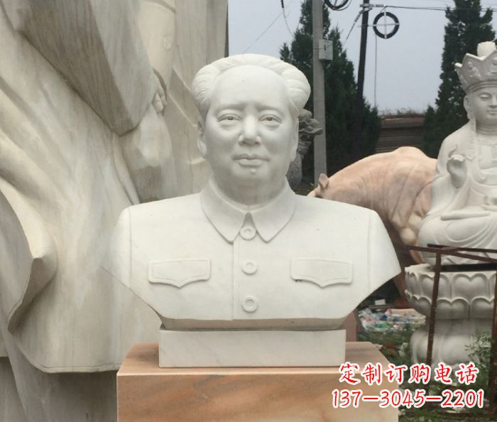 黄冈汉白玉毛主席胸像校园伟人石雕