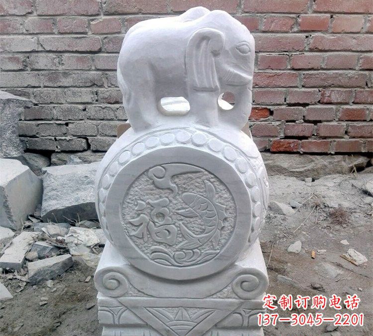 黄冈汉白玉门口大象抱鼓石