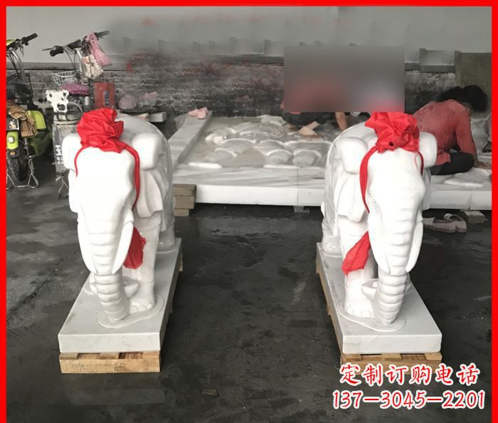 黄冈汉白玉门口招财小象石雕
