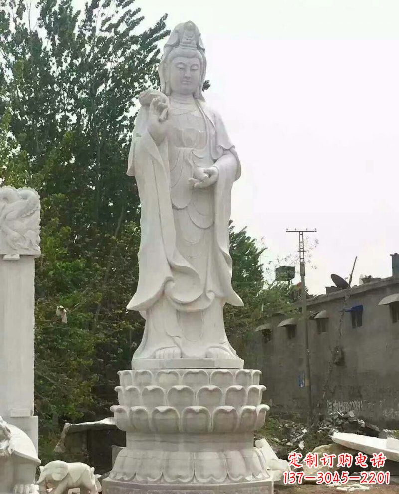 黄冈汉白玉洒水观音雕像