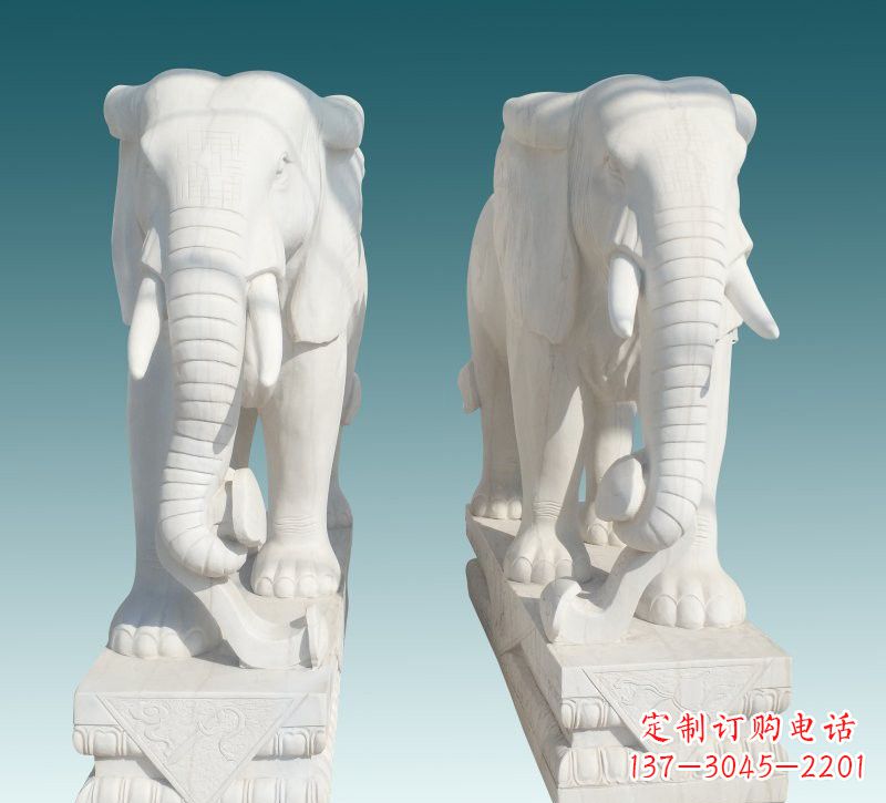 黄冈昂贵的汉白玉大象雕塑,招财又招福