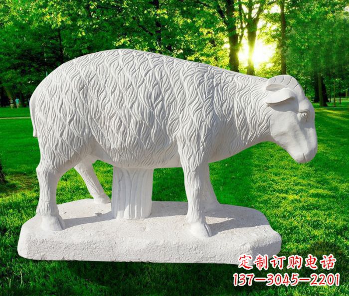 黄冈汉白玉山羊公园动物石雕 (3)
