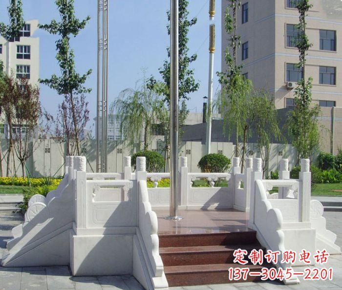 黄冈汉白玉升旗台校园石雕 (2)