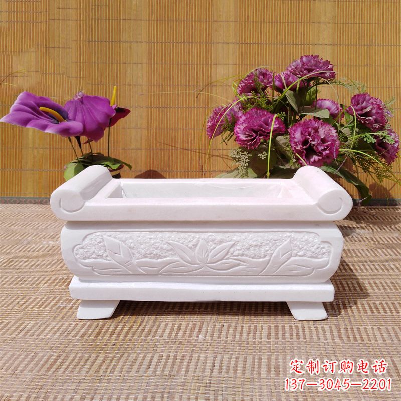 黄冈汉白玉石雕香炉