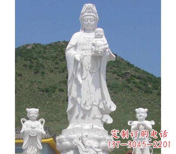 黄冈汉白玉观音善财童子龙女雕塑