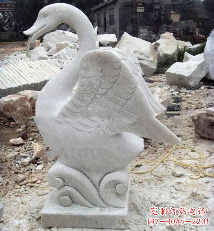 黄冈汉白玉天鹅喷泉,小区售楼部装饰喷水天鹅雕塑摆件