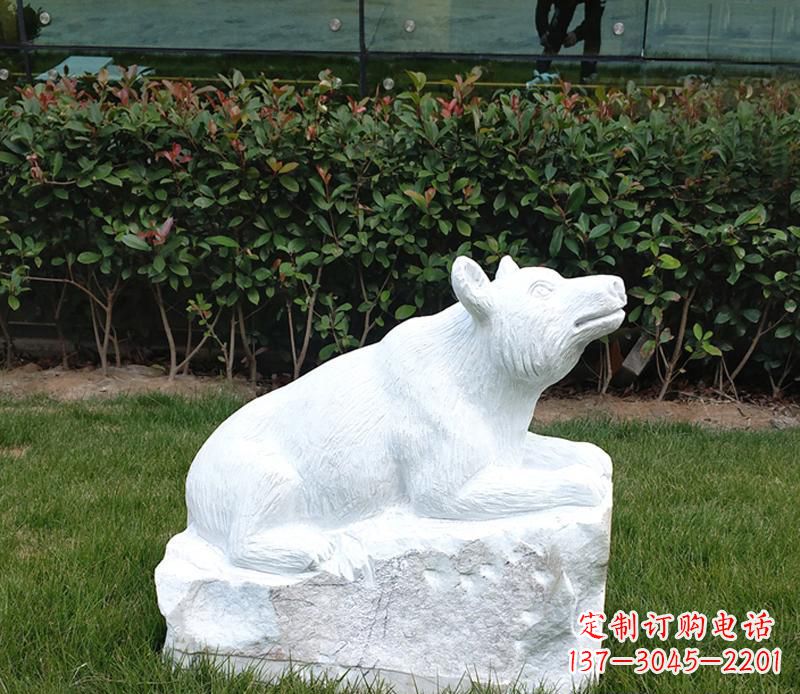 黄冈唯美可爱的汉白玉小区动物熊雕塑