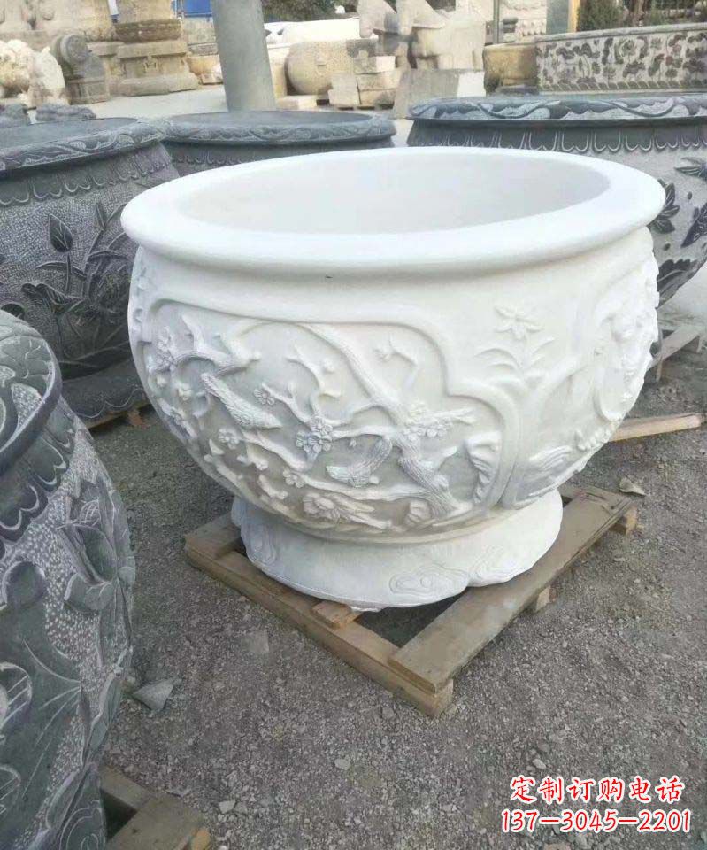 黄冈汉白玉圆形水缸