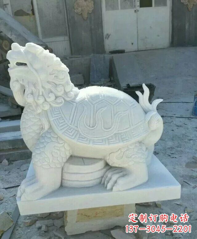 黄冈汉白玉招财龙龟石雕