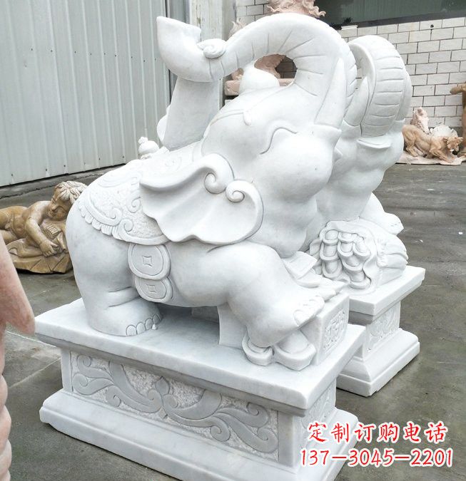 黄冈汉白玉招财如意小象石雕