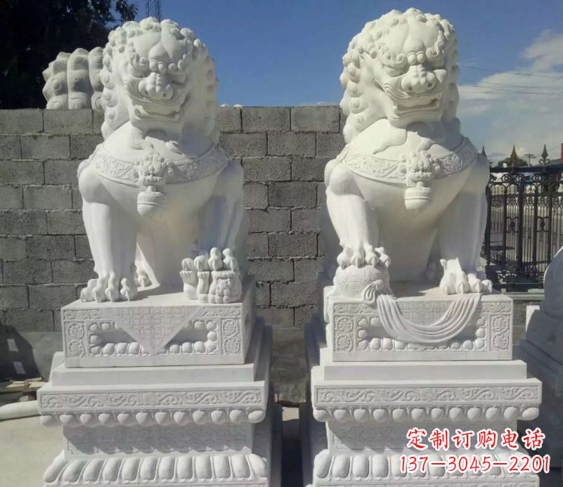 黄冈汉白玉镇宅狮子石雕塑