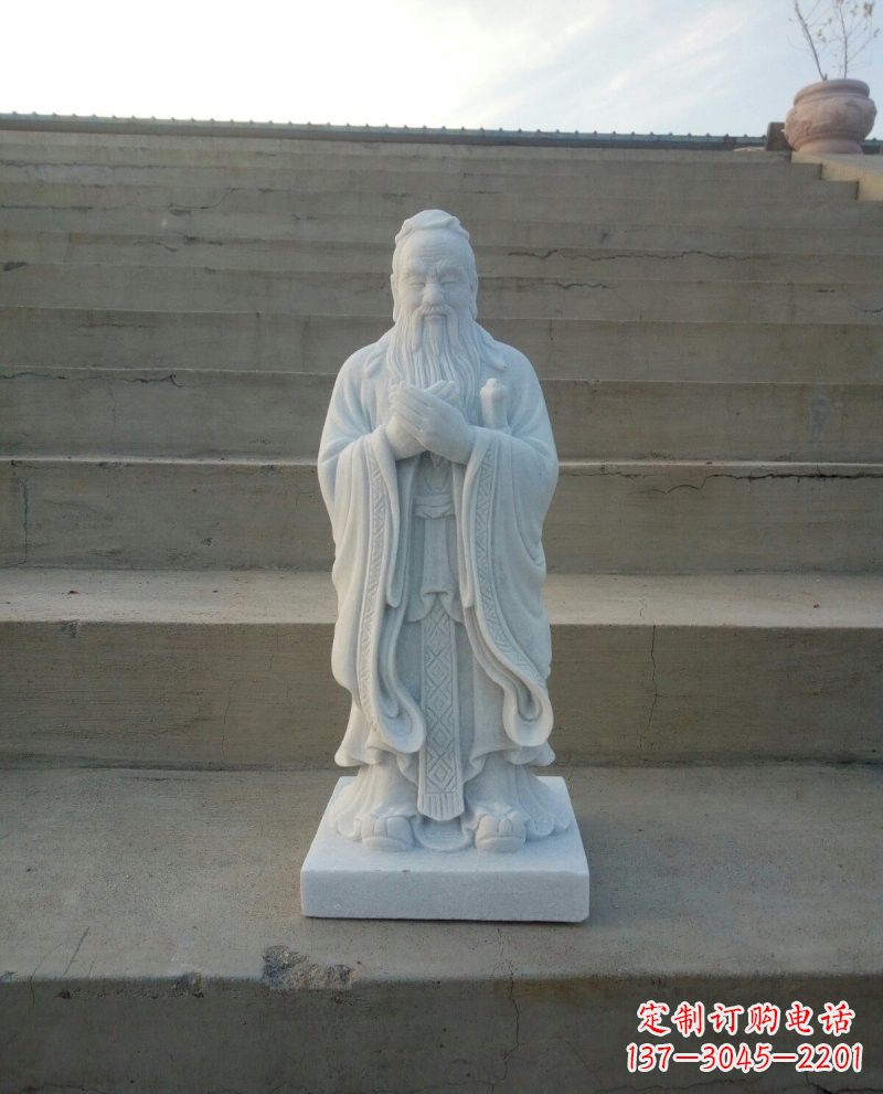 黄冈汉白玉孔子石雕,雕刻传承千百年文明