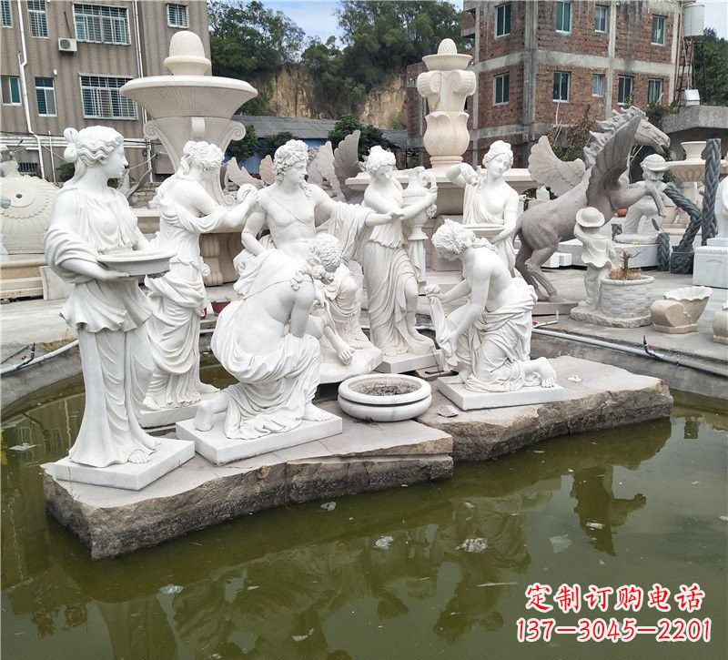 黄冈精美绝伦，众宁芙侍奉阿波罗雕塑