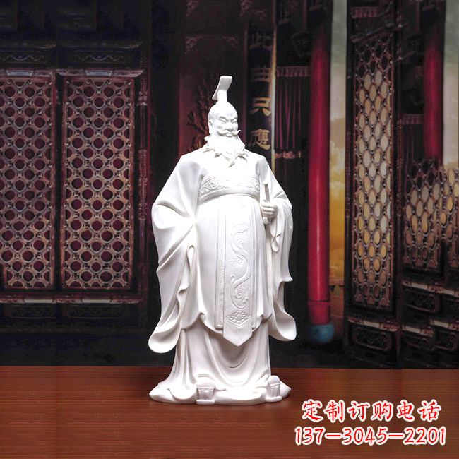 黄冈汉白玉石雕刻,高贵内敛的汉武帝刘彻汉雕像