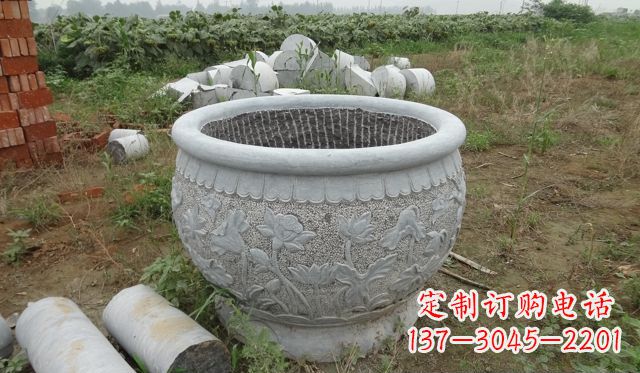 黄冈荷花花盆公园景观石雕，千般美妙一览无余