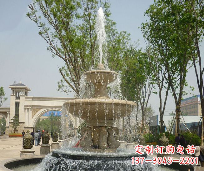 黄冈精美多层喷泉雕塑,营造出优美水乐园
