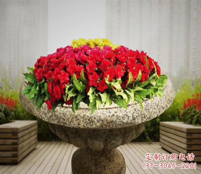 黄冈花岗岩小区景观花盆雕塑