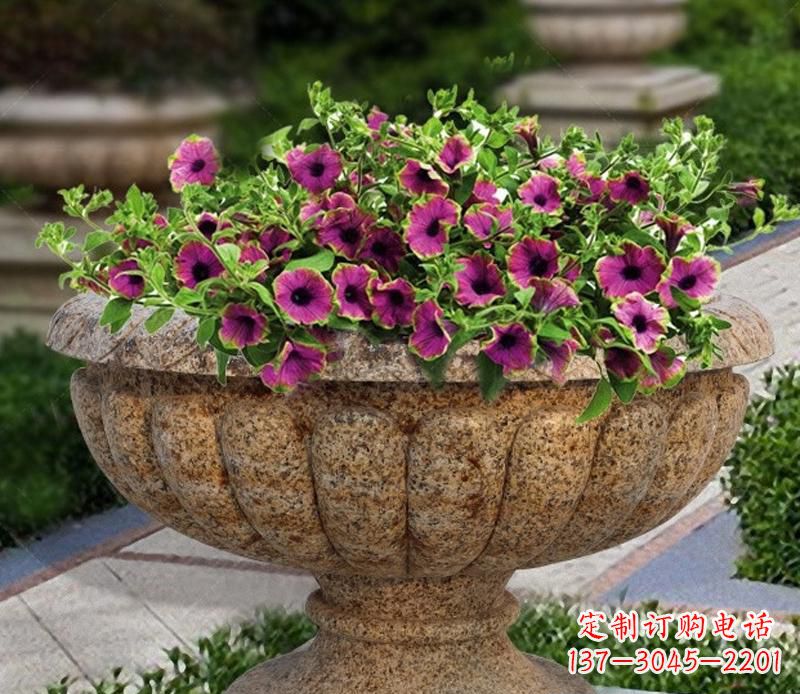 黄冈花岗岩小区景观花盆雕塑,添彩美化景观