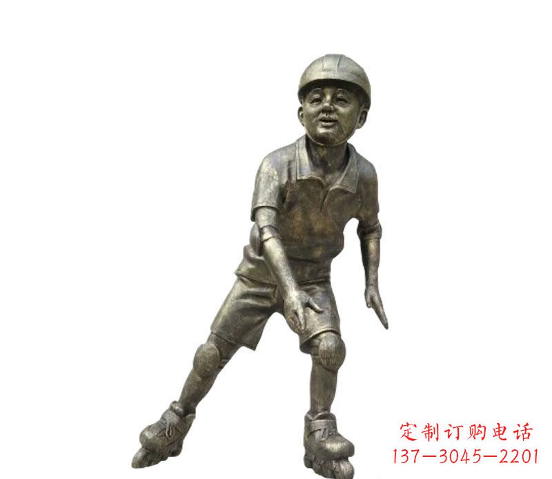 黄冈滑轮滑的儿童铜雕