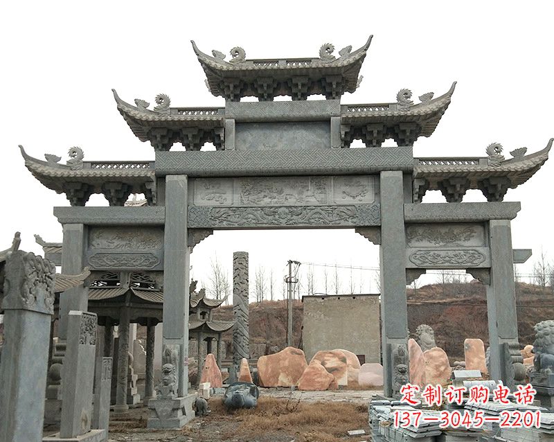黄冈黄冈石雕牌坊--专业定制牌坊雕塑