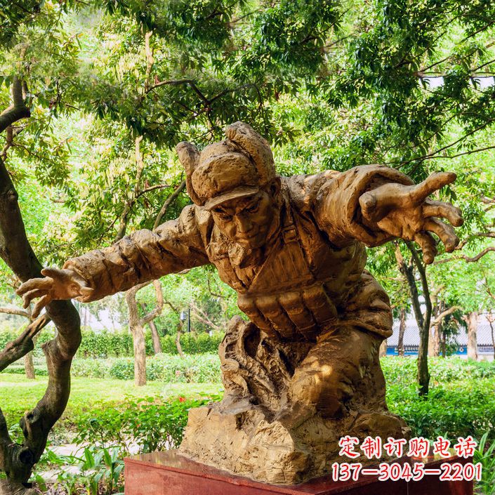 黄冈中领雕塑:黄继光铜雕著名抗战英雄雕像