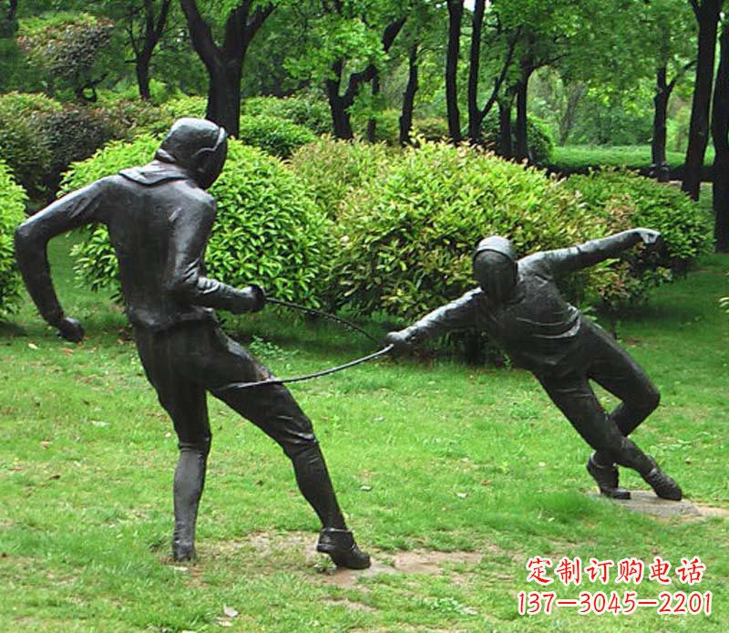 黄冈击剑运动员铜雕