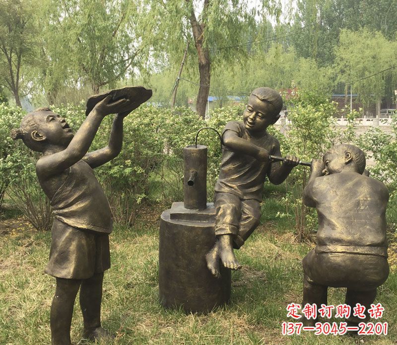 黄冈艺术熊孩子，活泼可爱的儿童雕塑