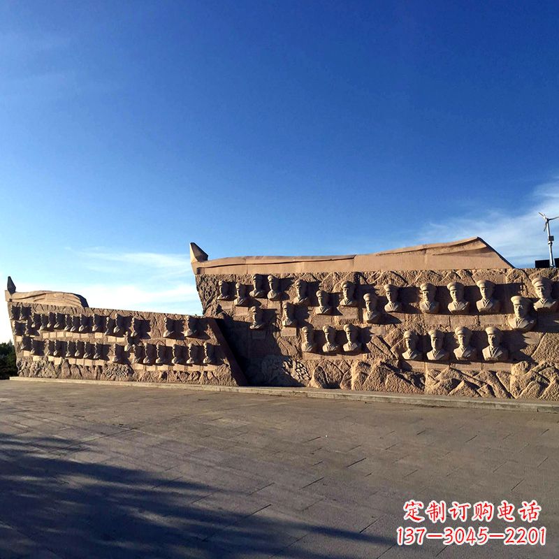 黄冈景区广场当代名人著名将领景观石雕头像群