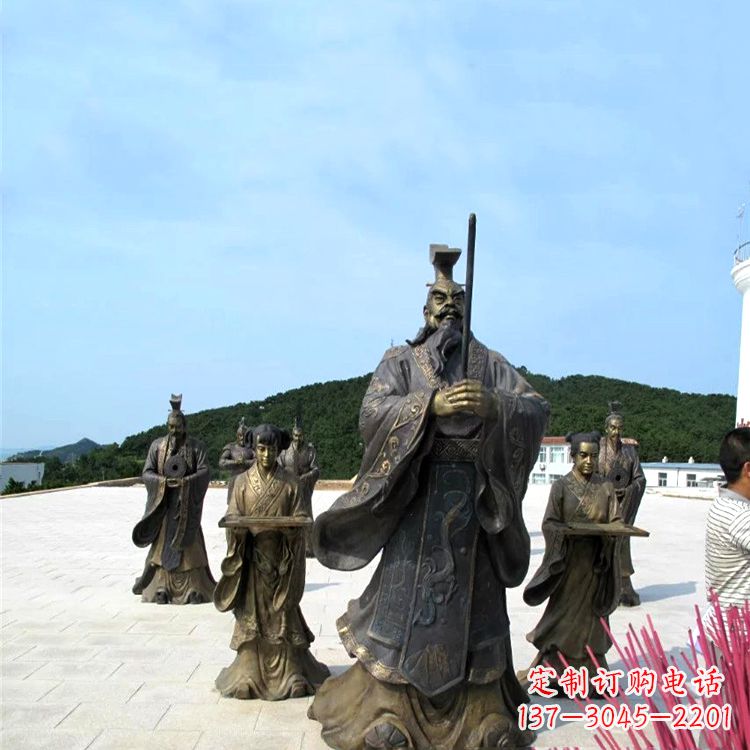 黄冈景区广场汉武帝刘彻祭天情景雕塑