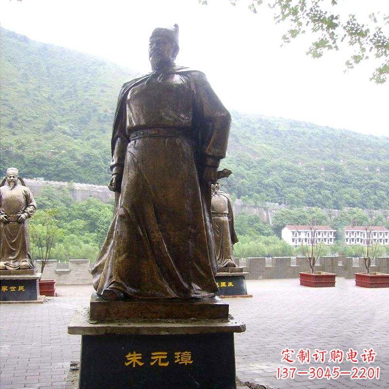 黄冈景区广场古代帝王明太祖朱元璋铜雕塑像