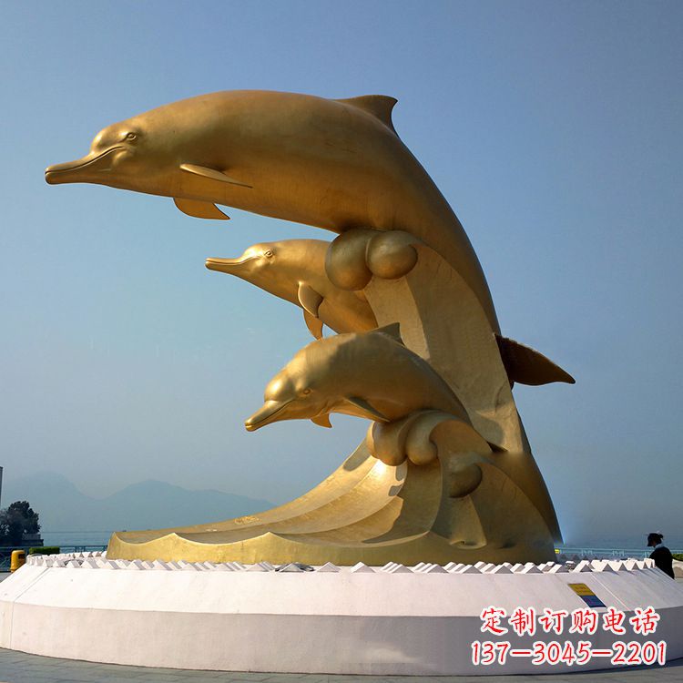 黄冈景区广场海豚漆金动物铜雕