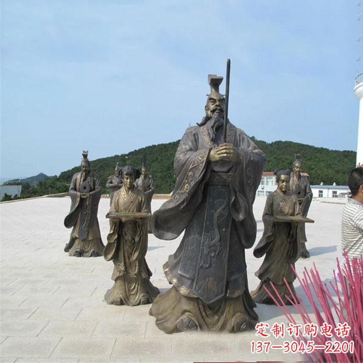 黄冈景区广场秦始皇祭祀铜雕情景小品雕塑