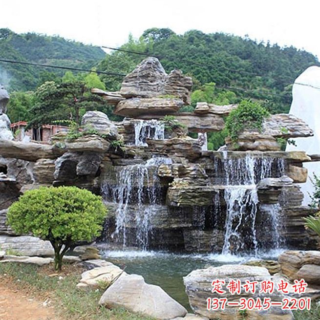 黄冈领雕塑让您的景区更精彩——奇石流水假山雕塑