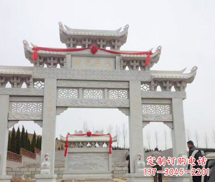 黄冈景区三门牌坊石雕 (14)